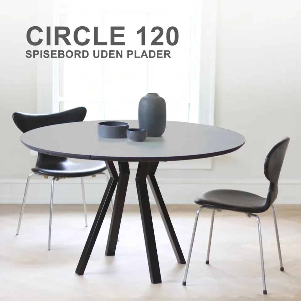 Bønnebord Circle Ø120 spisebord sort kant laminat