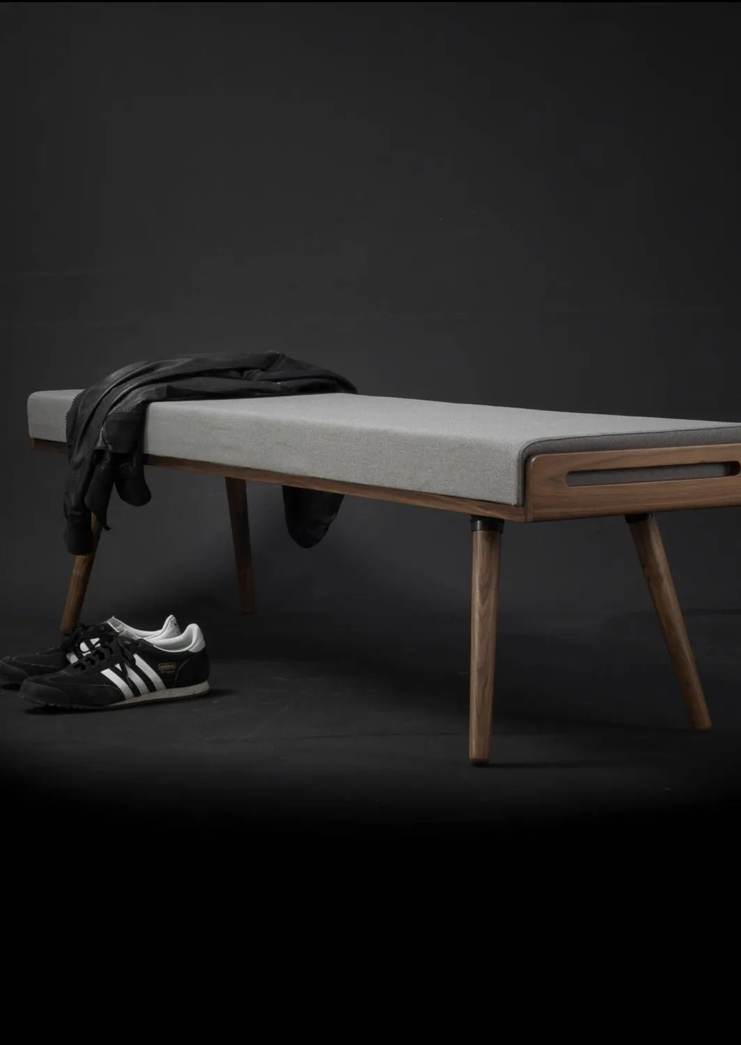 Habitables bænk eg 100x45 gråt stof massivt træ