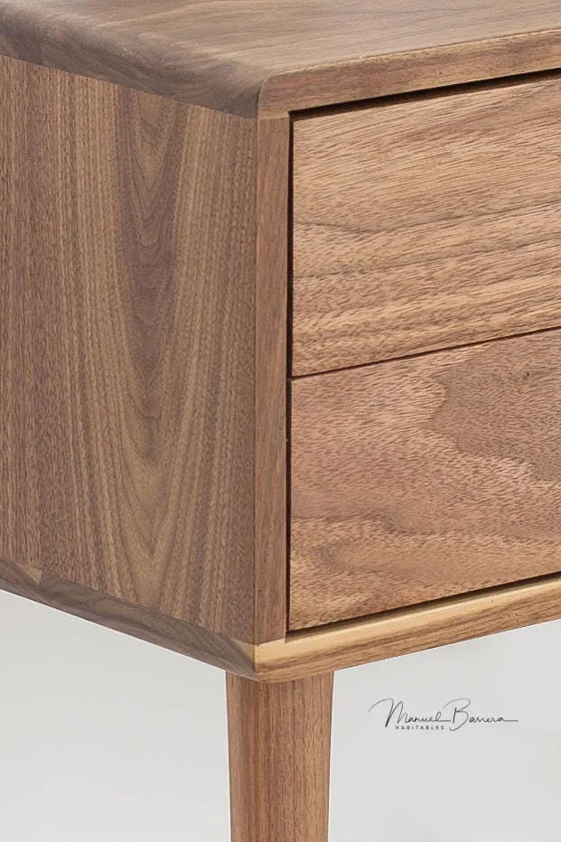 Habitables Mid-Century natbord 2 skuffer eg 46,5 cm massivt træ