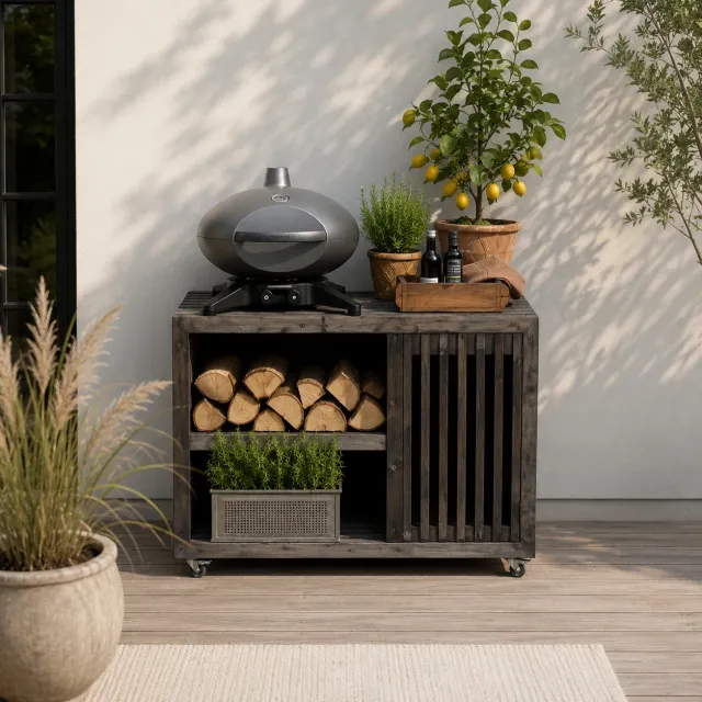 Kabeltromlen Grillbord Gasflaskeskjuler 120 cm sortbejdset