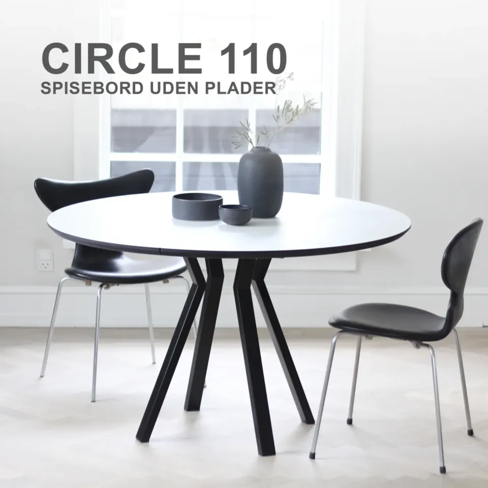 Bønnebord CIRCLE Ø110 spisebord sort kant jern