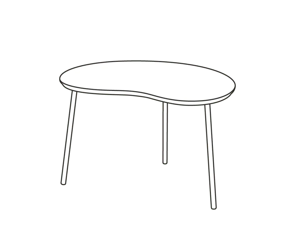 Bønnebord Mellem Bønne sofabord mellem størrelse