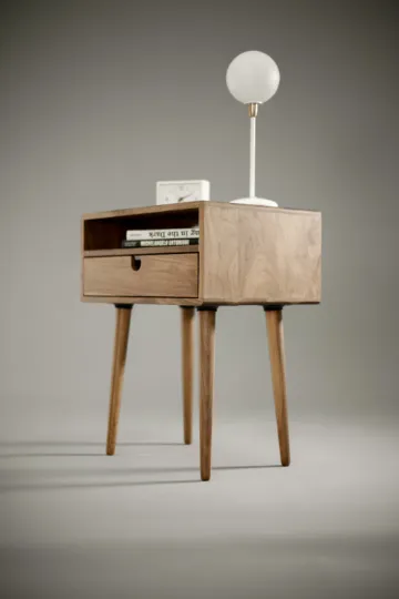 Habitables Mid-Century natbord 1 skuffe eg 46,5 cm massivt træ