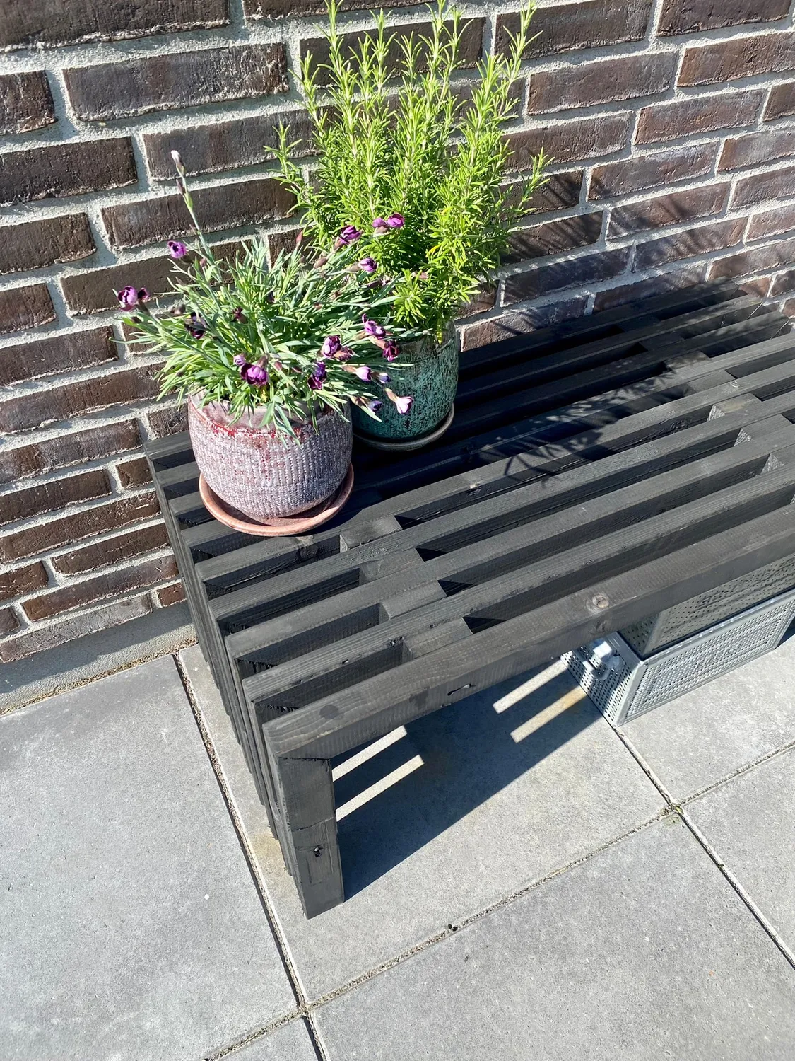 Kabeltromlen Bred Trallebænk Sortbejdset 137 cm 49 cm