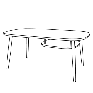 Bønnebord Softsquare 100x60 bord høj hylde