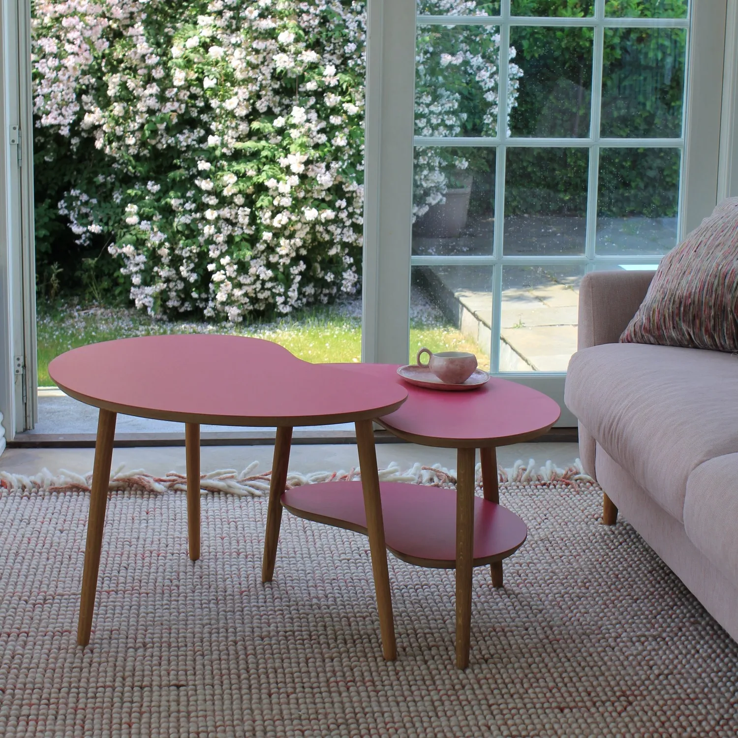 Bønnebord sofabord sæt 60+70 Juicy Pink lav hylde
