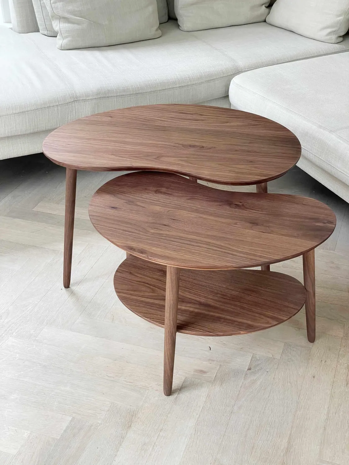 Bønnebord Mellem sofabord valnød massivt træ 70 cm