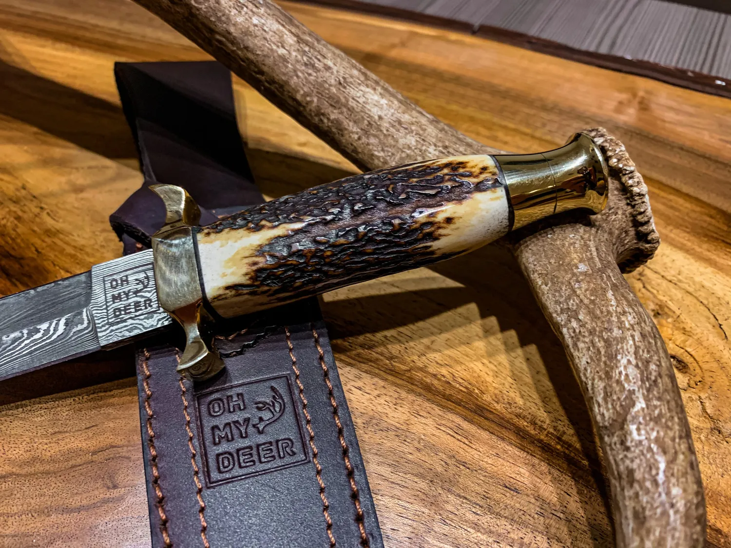Oh My Deer Damast Stiefelmesser støvlekniv damask