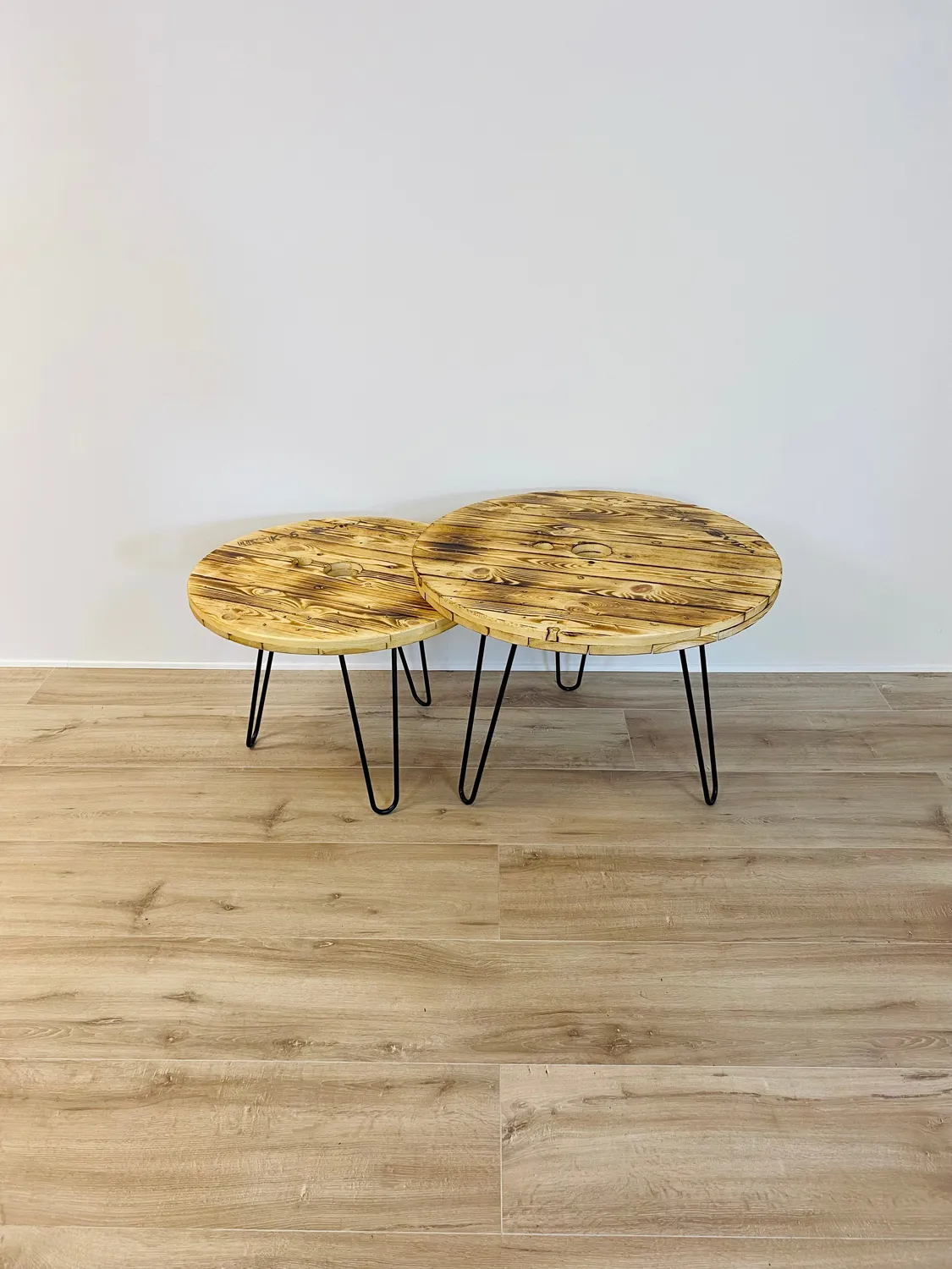 Vida Kabeltromle sofabordssæt Ø80 cm lakeret 2 stk