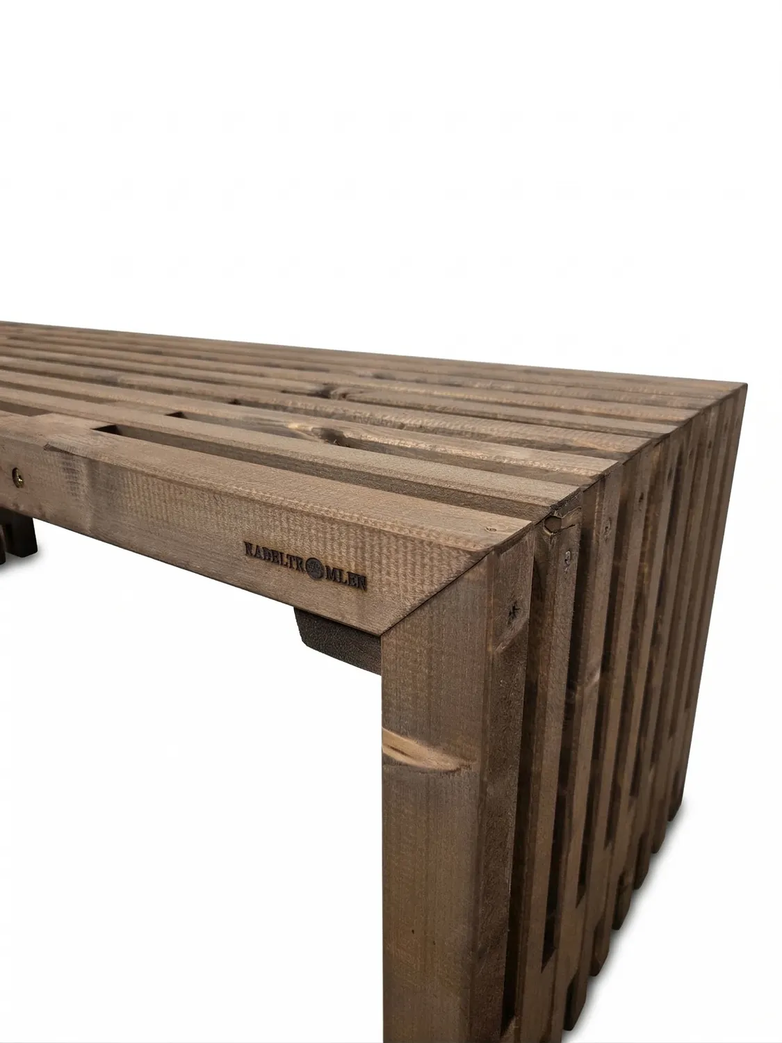 Kabeltromlen Bred Trallebænk 137 cm brunbejdset