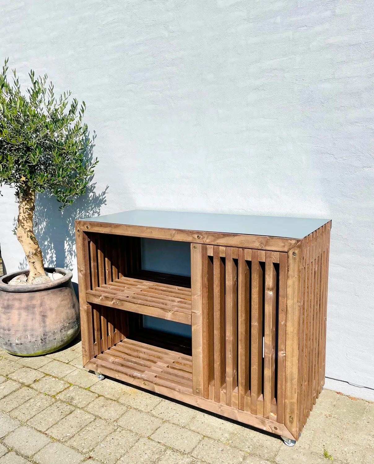 Kabeltromlen Grillbord Traller Brunbejdset 120 cm Stål